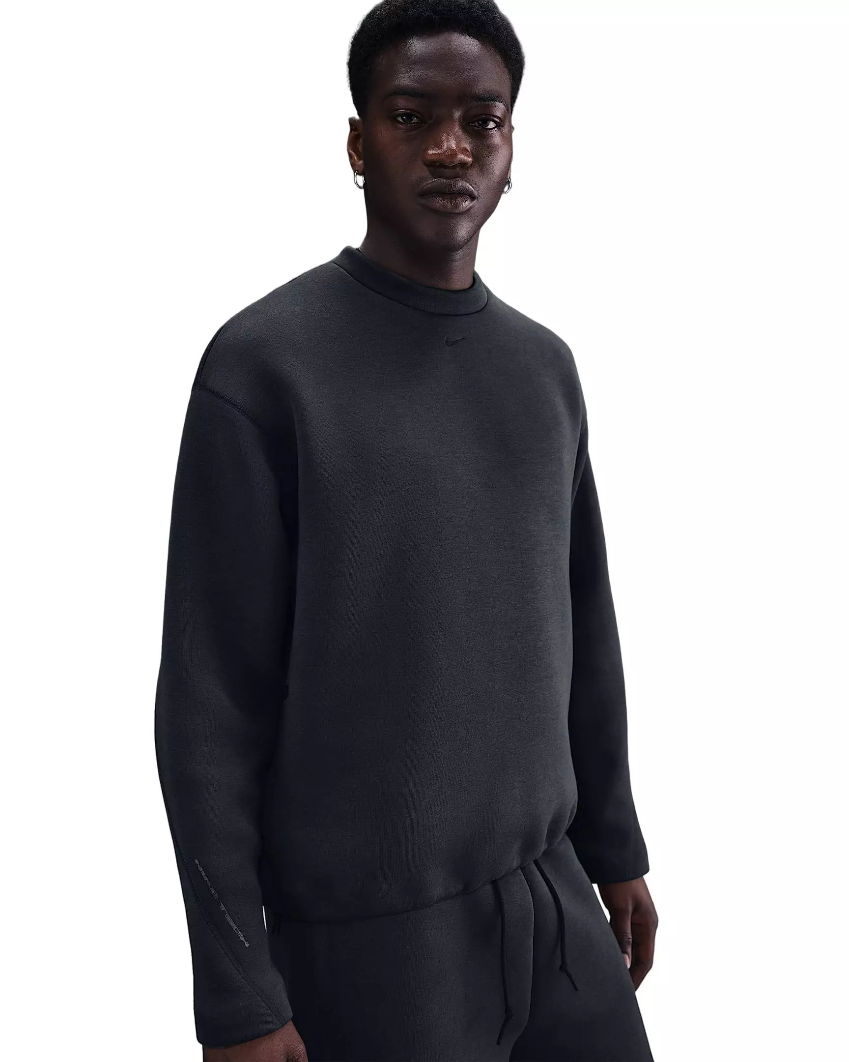 ナイキ メンズ スウェットシャツ Nike Tech Fleece Crew - Dark Grey Heather/Black Nike Tech Fleece Men's Loose Fit Sweatshirt - Grey